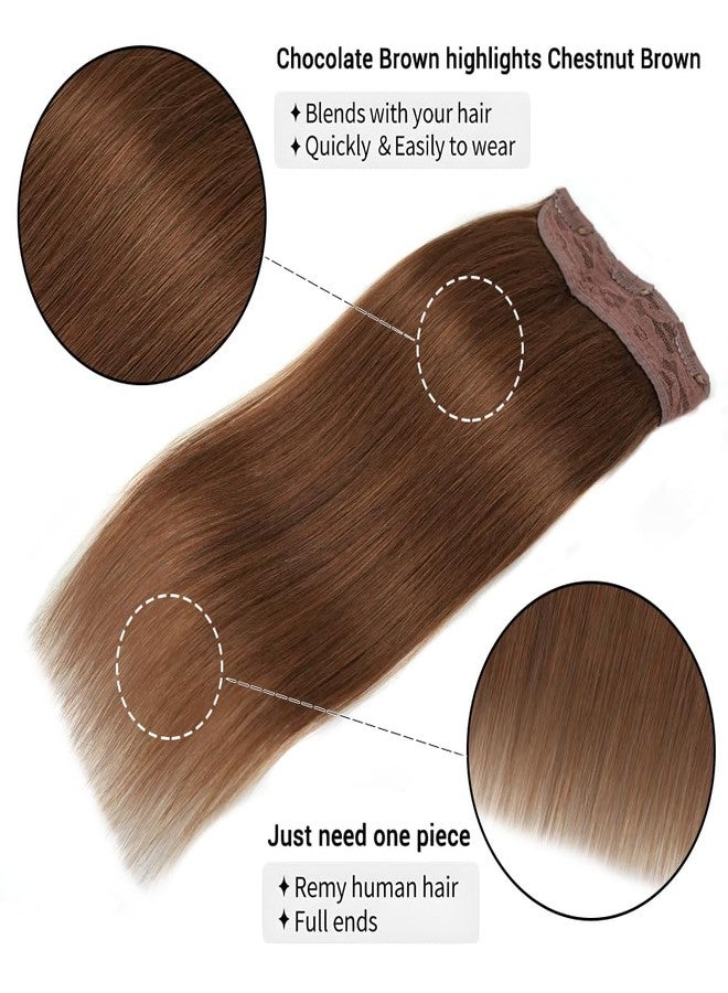 Winsky Hair Extensions Real Human Hair - One Piece Light Brown Remy Hair Extensions Clip on 80gram for Women (18inch, #6) - Image 4